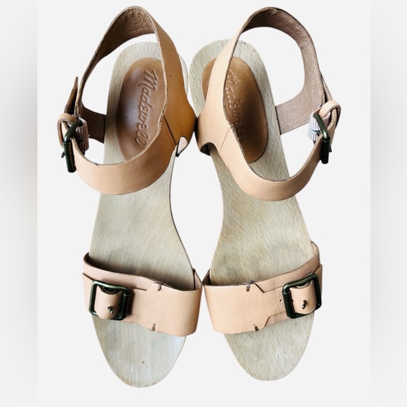 MADEWELL Leather Platform Clog Heels Size 7 Boho Neutral Scandigirl Sandals - Picture 5 of 6
